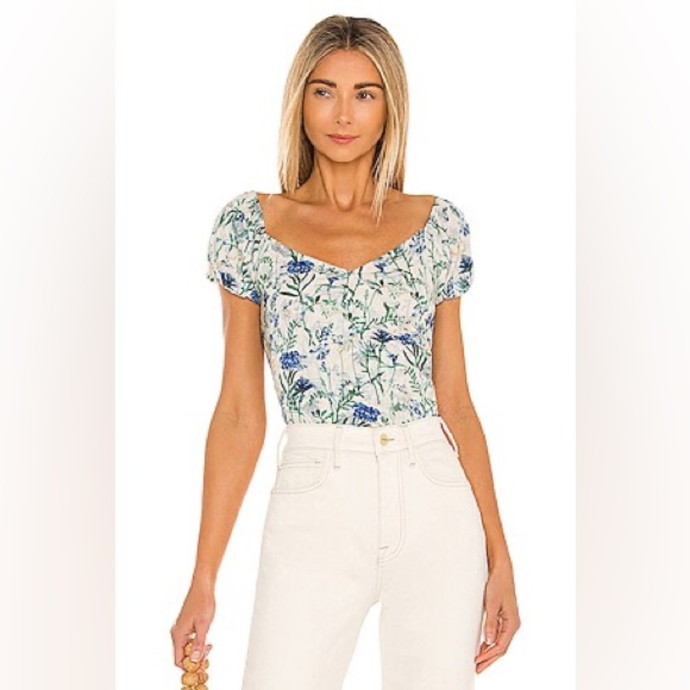 ASTR the Label Surplice Top in Blue Floral